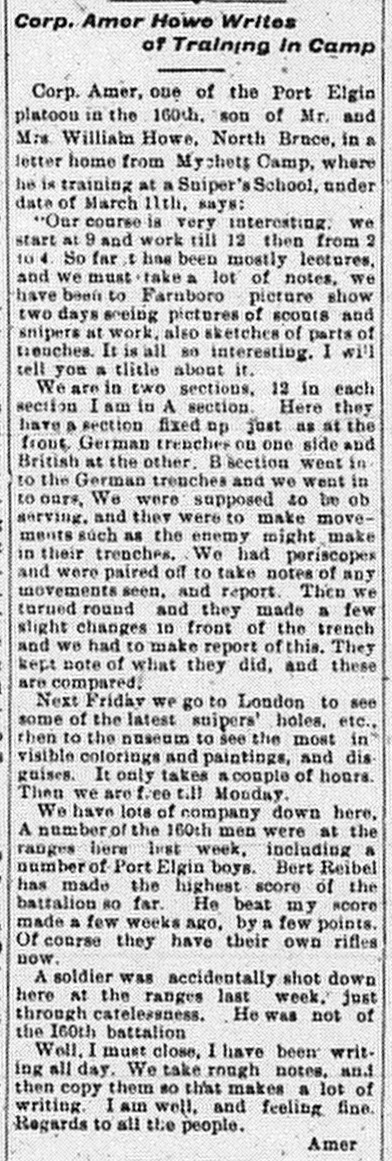 The Port Elgin Times,  April 11, 1917